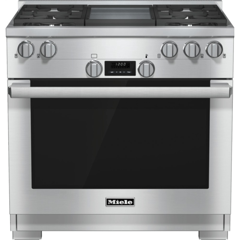 Miele HR11361GCLEANTOUCHSTEEL Hr 1136-1 G – 36 Inch Range All Gas With Directselect, Twin Convection Fans And M Pro Dual Stacked Burners