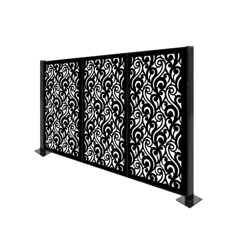 4.3 Ft. H X 6.3 Ft. W Laser Cut Metal Privacy Screen Fence, Decorative Outdoor Divider Porpora