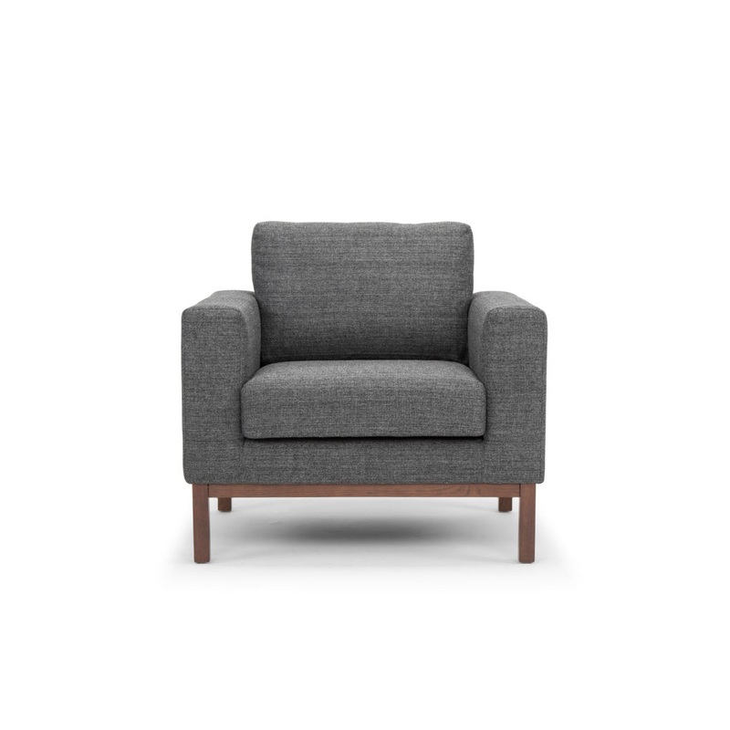 Clayton Upholstered Armchair Joss & Main Fabric: Venga Antrazite Performance Basketweave