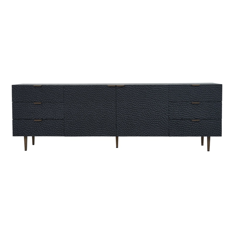 Elegant Textured Sideboard in Oak & Gold