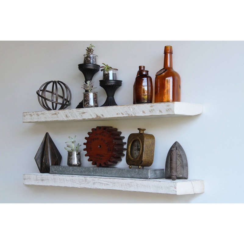 Joao 2 Piece Solid Wood Floating Shelf with Reclaimed Wood Gracie Oaks Size: 2″ H x 40″ W x 7″ D Finish: White Washed