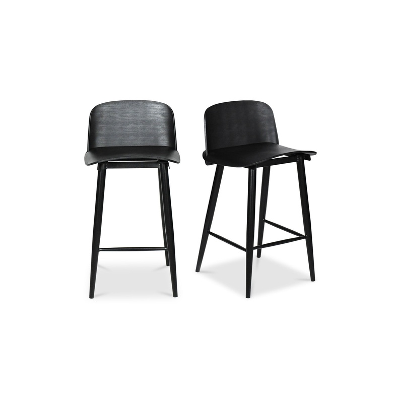 Modern Dual Bar Stools – Tapered Legs with Footrest
