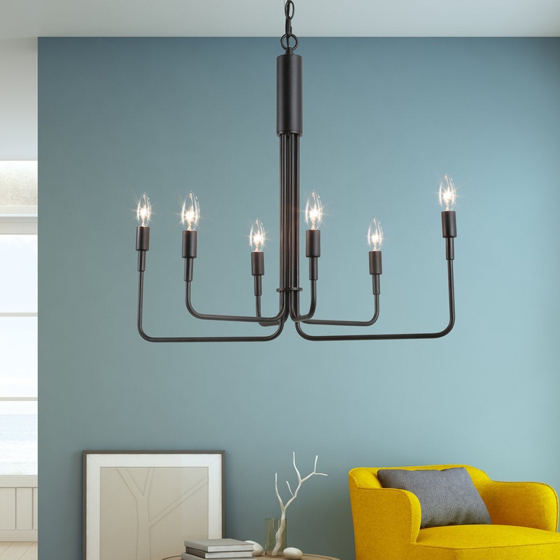 Reagan 6 – Light Candle Style Classic Chandelier Greyleigh Finish: Black