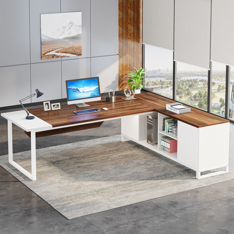 70.87” Executive Desk and File Storage Cabinet Latitude Run Color (Top/Frame): Brown/White