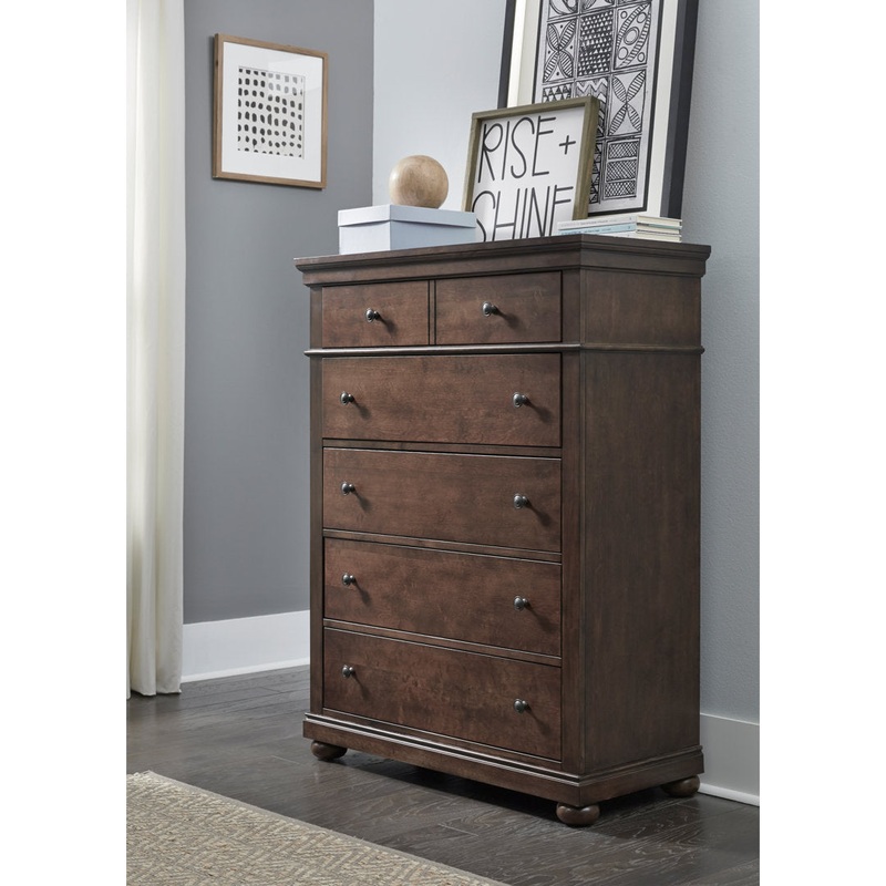 Eliana 5 Drawer 38″ W Solid Wood Chest Birch Lane Color: Warm Cherry