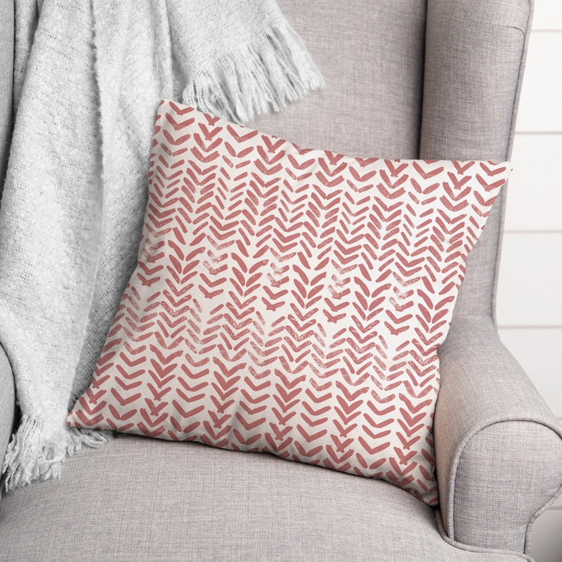 Herringbone Print 6 Outdoor Square Pillow Cover & Insert Designs Direct Creative Group Color: Pink Size: 20″ x 20″