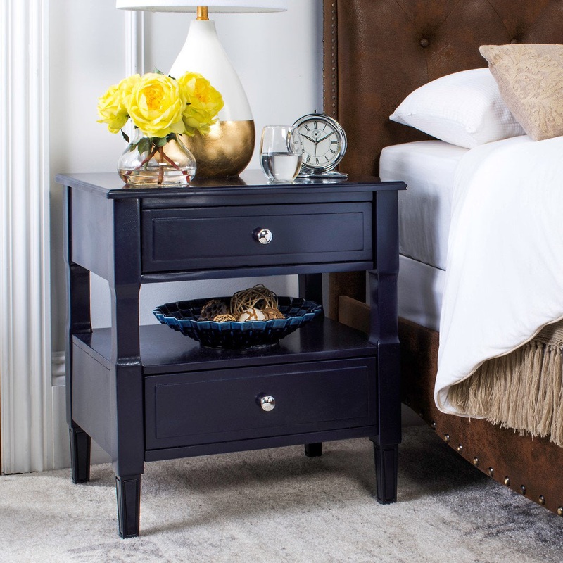 Laga 2 – Drawer Solid Wood Nightstand Wade Logan Color: Navy