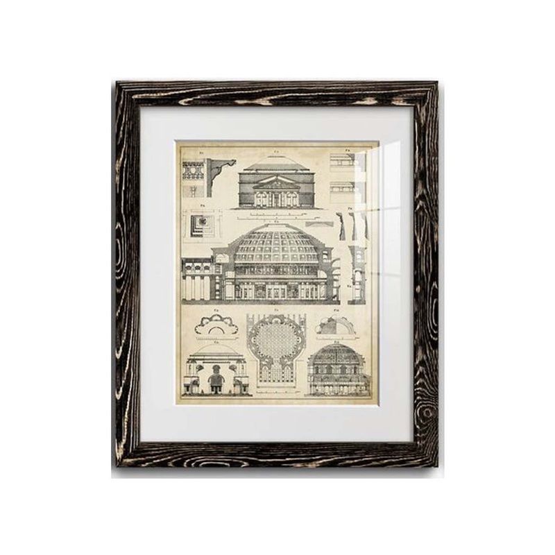 Vintage Architects Plan 2 Piece Picture With Frame-20″x24″