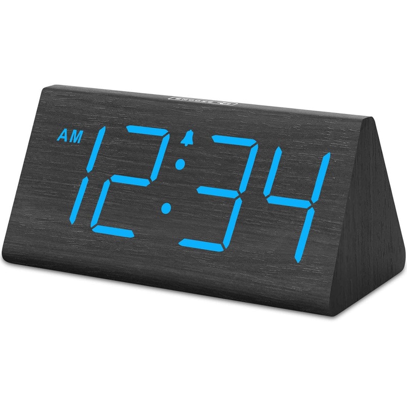 Digital Wood Quartz Movement / Crystal Tabletop Clock with Alarm Latitude Run Color: Black/Blue