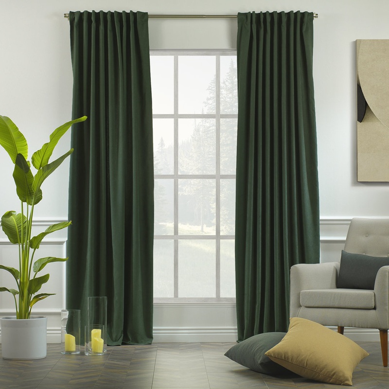 Extra wide x Extra Long Custom Made DecorativeSinglePanel Lilijan Home & Curtain Curtain Color: Dark Green Size per Panel: 100″ W x 204″ L