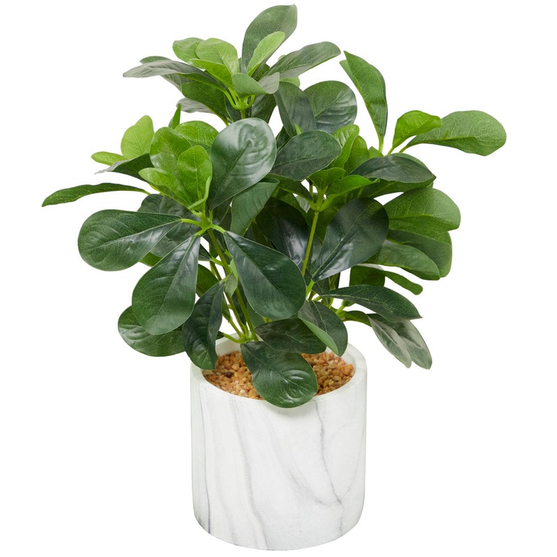 Faux Foliage Eucalyptus Indoor Outdoor Green Artificial Plant with Realistic Leaves and Marble Pot Novogratz
