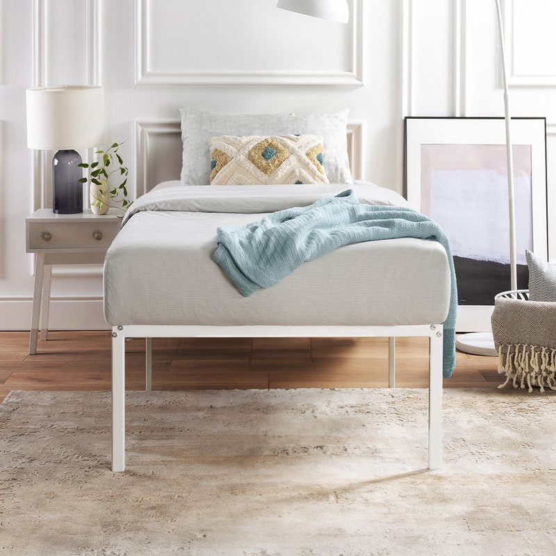 Messancy Platform Bed Frame Alwyn Home Color: White Size: Twin